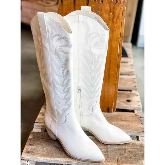 Dolce Vita Solei Western Boots in White Leather Size 10 NEW WITH TAGS - Picture 6 of 15